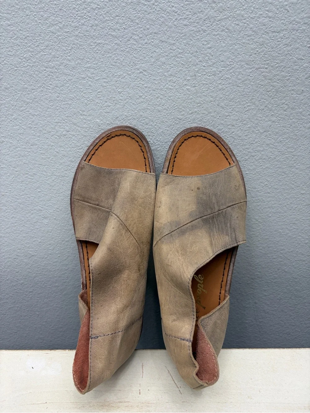Free People Brown Leather Mont Black Sandals Size 35